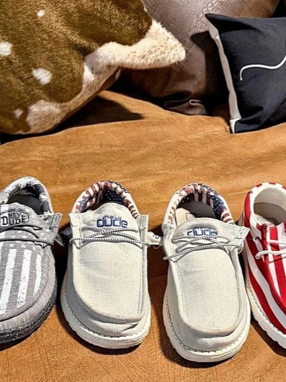 Hey Dude Wally Patriotic Sneakers US 7 White & Red Three pair